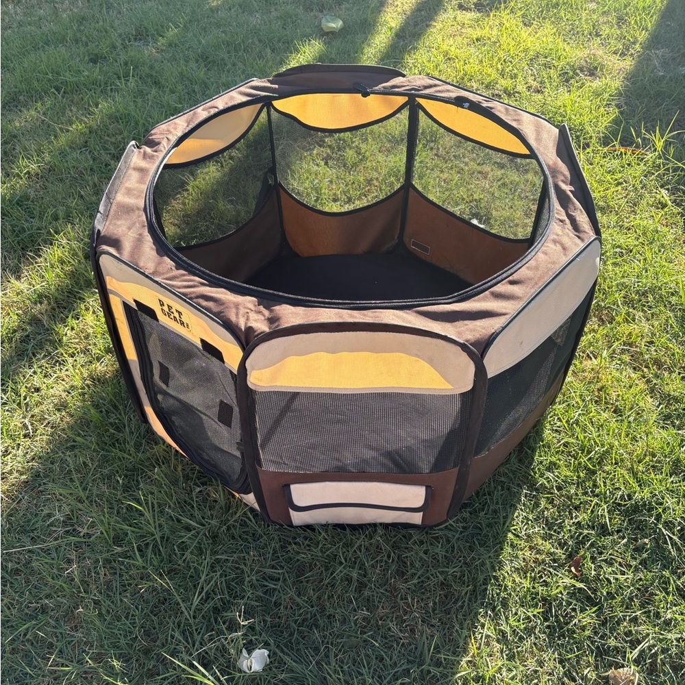 Portable Brown and Black Pet Playpen by
